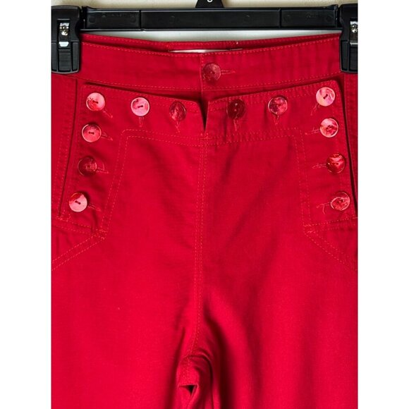 Rachel Antonoff Pants Women 2 Red Cotton Overboard Sailor Nautical Preppy Luxury - Picture 8 of 11